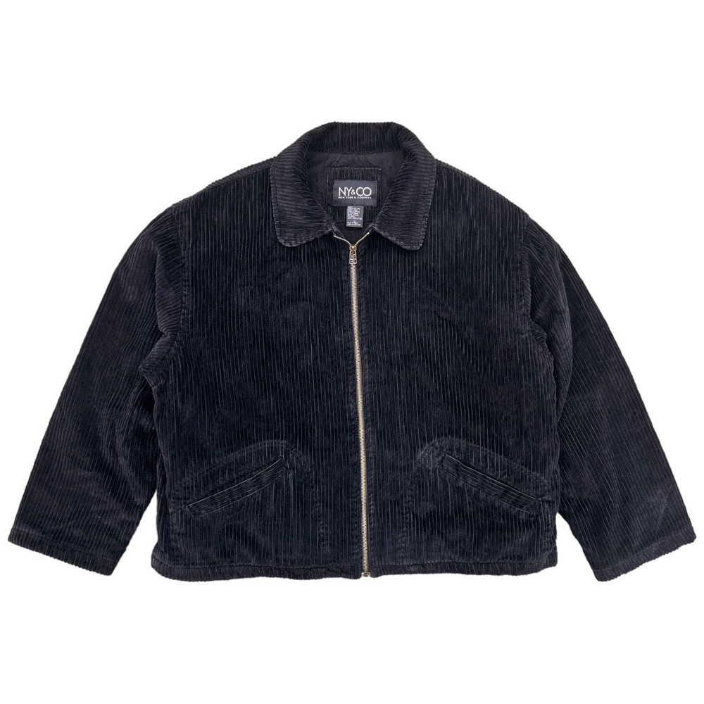 Vintage Black Corduroy 90s Grunge Jacket Size‎ Large NY&CO